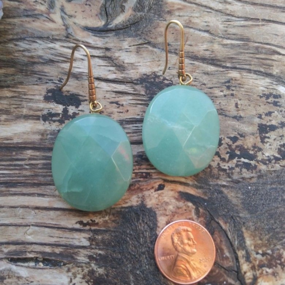 Aventurine Earrings on Pretty Brass Hooks!